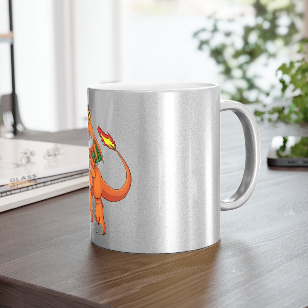 Angetiron Metallic Mug in Silver and Gold, showcasing customizable designs and a sleek ceramic finish.